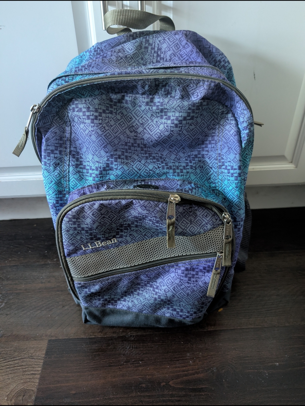 Nice LL Bean Deluxe Purple Teal Patterned Backpack - Picture 5 of 5